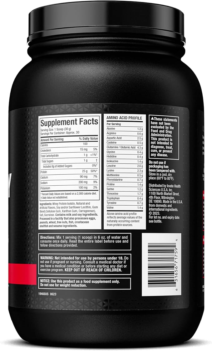 MuscleTech| IsoWhey | Whey Protein Isolate Powder| Muscle Builder for Men & Women | Post Workout Recovery Supplement | Vanilla | 2 lbs | 30 Servings