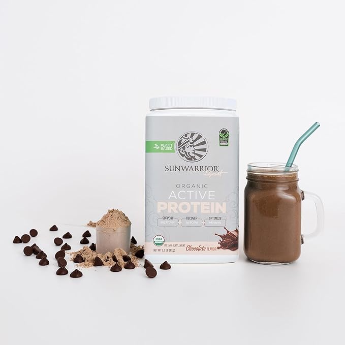 Vegan Protein Powder Plant-Based USDA Organic BCAAs | 30g Protein per Serving | Sugar Free, Gluten Free Non-GMO Dairy Free | Chocolate Flavored, 20 Servings | Active Sport Protein Powder