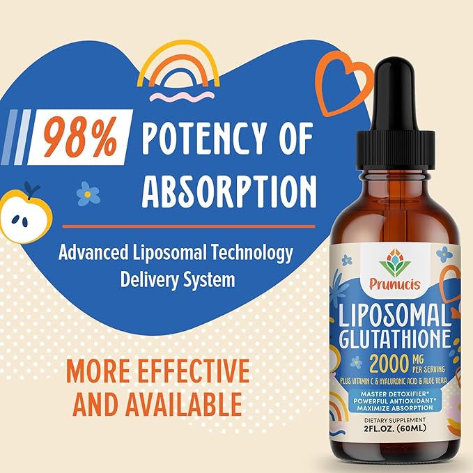2000MG Liposomal Glutathione Liquid, 98% Absorption, Glutathione Liquid Supplement, Active Form L- Glutathione, Powerful Antioxidant Non-GMO for Immune System, Aging Defense, Detox, 16 FL.OZ