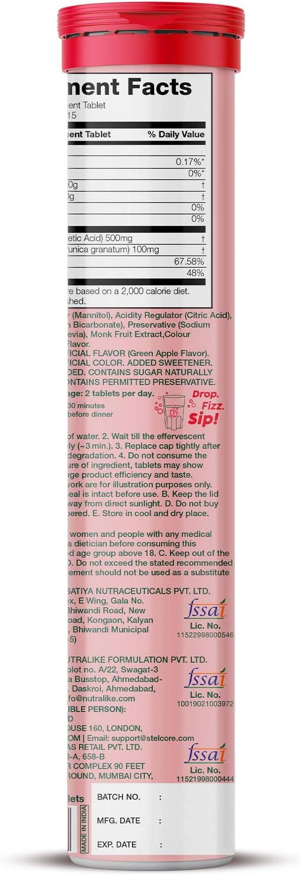PLIX THE PLANT FIX Apple Cider Vinegar Effervescent Tablets with The Mother, 700mg ACV with VIT B12, B6, Pack of 12 |Vegan, No Added Sugar, Non-GMO & Gluten-Free