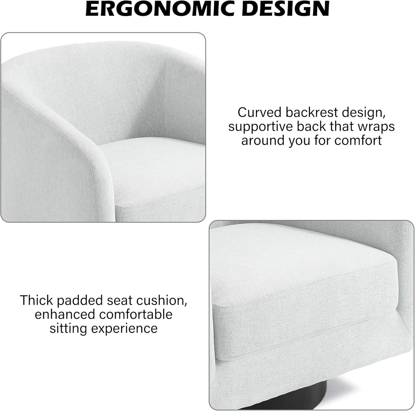 Swivel Barrel Accent Chair, Modern Round Chenille Fabric Arm Chair for Living Room, Bedroom, Comfy Club Reading Chairs for Adults(Chenille Fabric, Beige, Set of 4