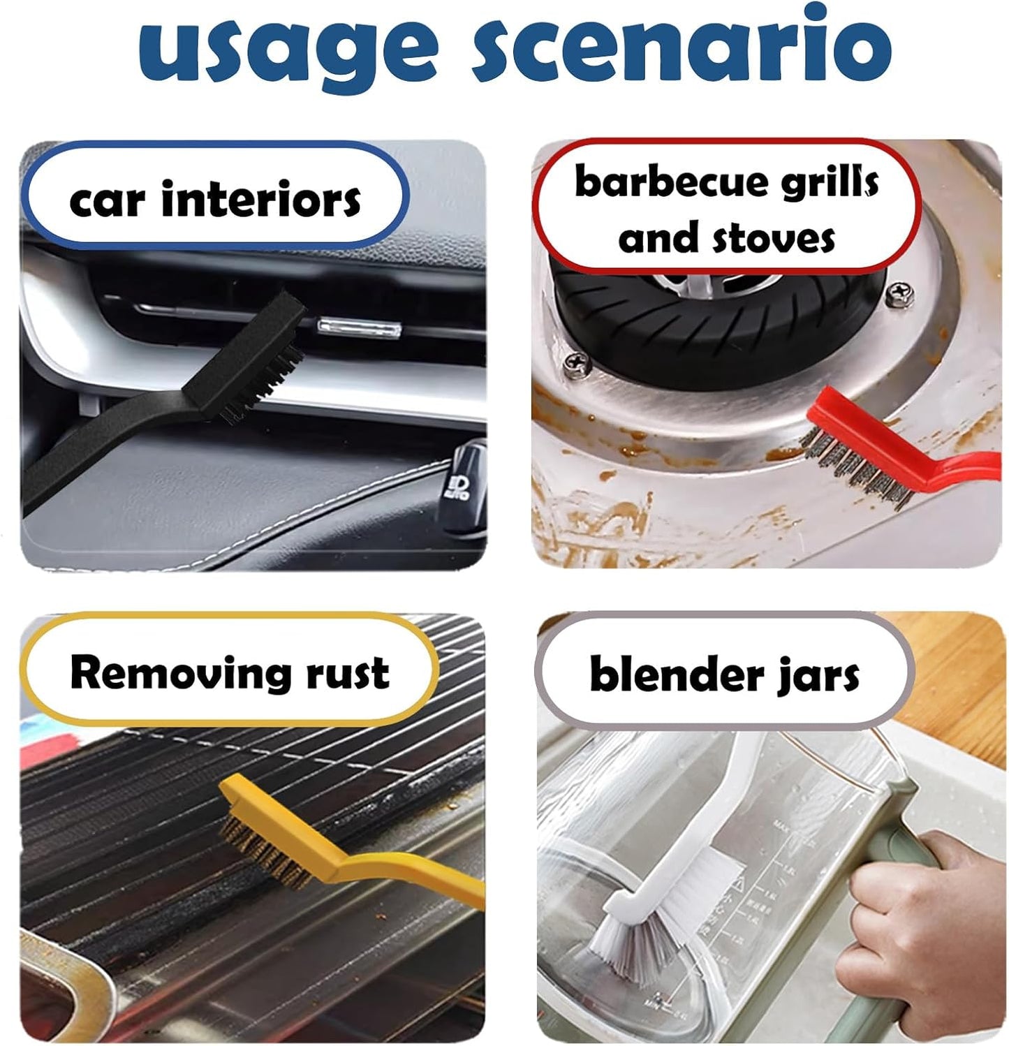 Crevice Cleaning Brush Set, Multi-Purpose Hard Bristle Brushes for Deep Cleaning Kitchen, Bathroom, Grout, Sink, Cup, Teapot, Bottle, Blender, Corners, Tight Spaces & More