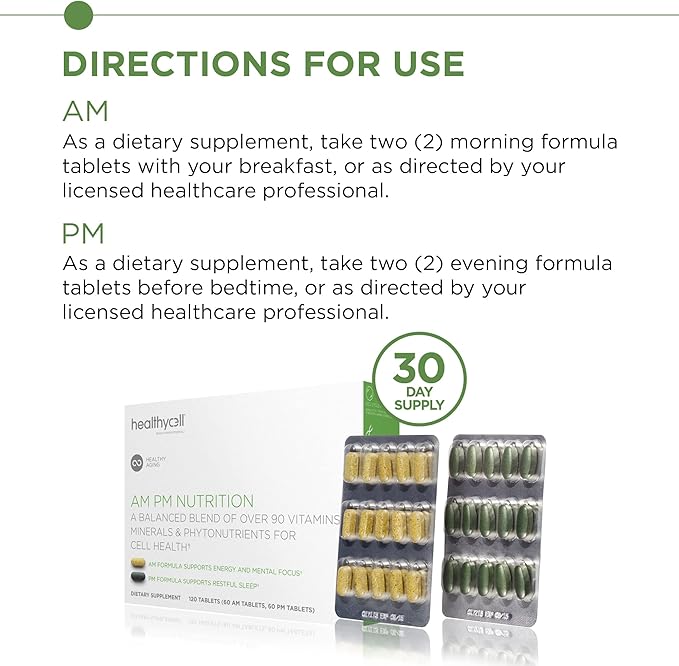 Healthycell AM PM, Natural AntiAging Multivitamin (30 Servings)