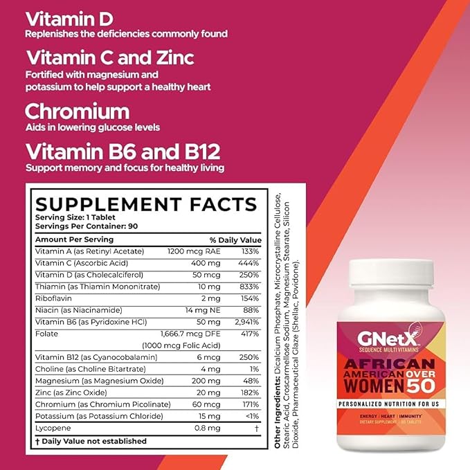 Sequence Multivitamins for African American Women Over 50+ Supports Optimal Health and Wellbeing - Powerful Formula Helps Immunity and Heart Health and Blood Pressure Support