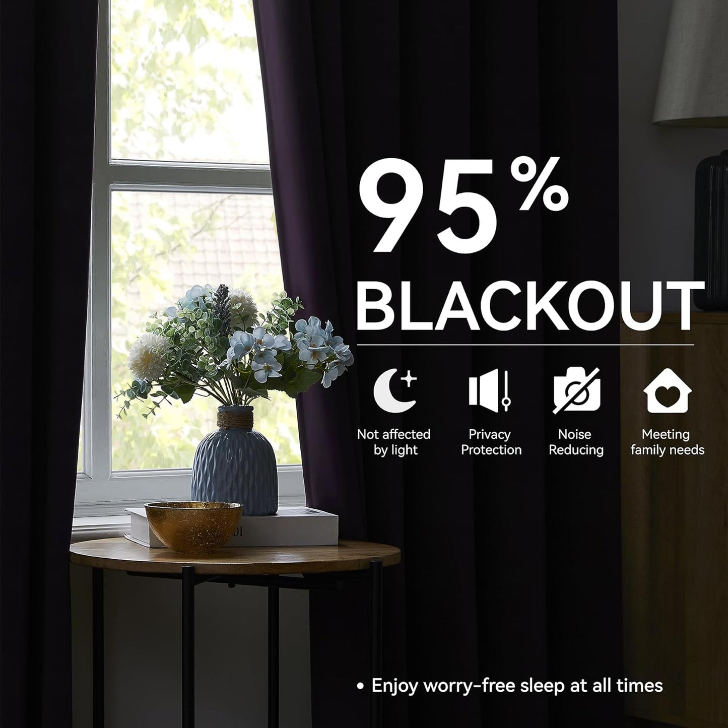 KangBang Royal Purple Pinch Pleated Curtains 84 Inch Length 2 Panels Set, Room Darkening Black Out Modern Soft Curtains & Drapes with Hooks for Bedroom Kitchen,40”Wx84”L