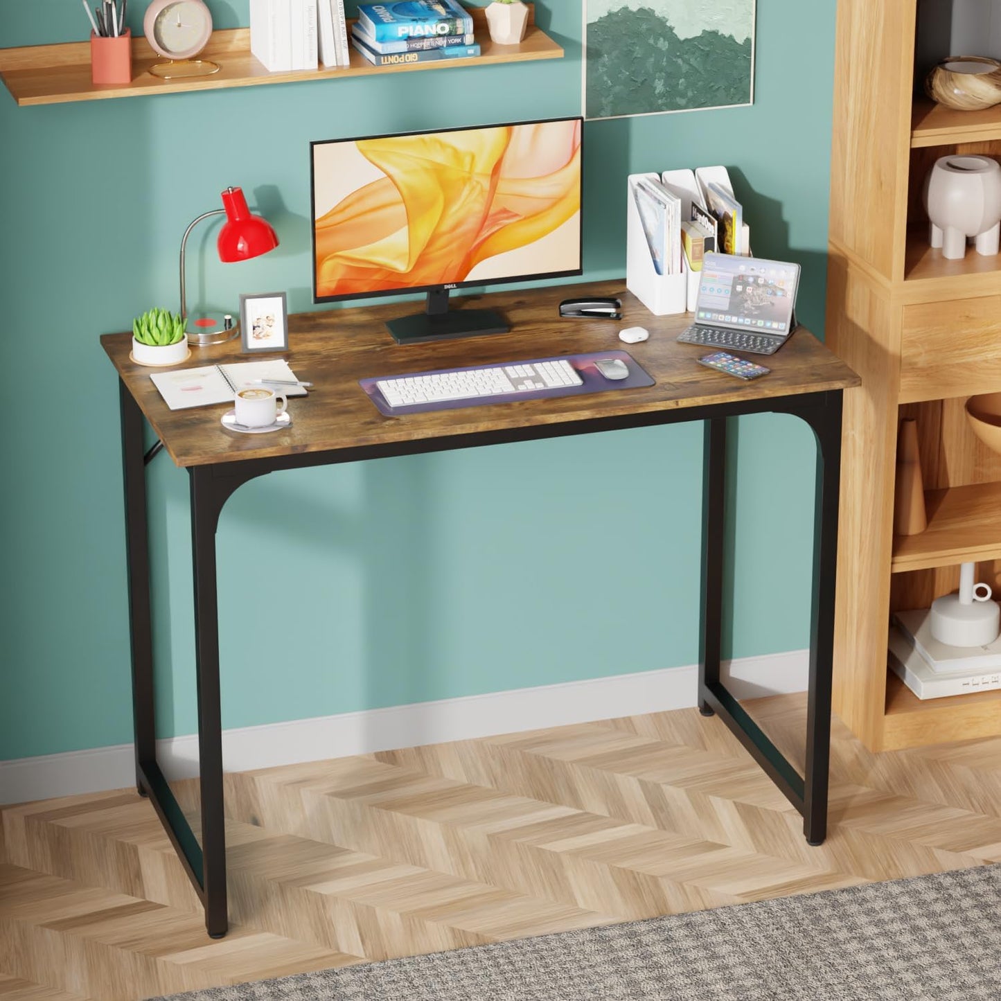 PayLessHere 32/39/47 inch Computer Desk Study Writing Table, Adjustable feet, Modern Furniture for Home Office (1, Vintage, 39 inch)