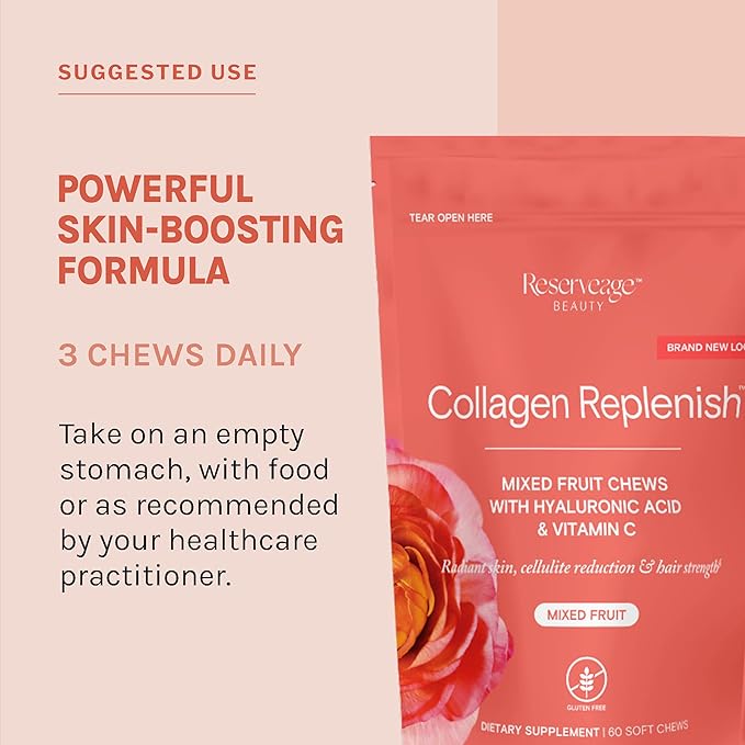 Reserveage Beauty, Collagen Replenish Chews, Supplement 60 Soft (20 Servings)