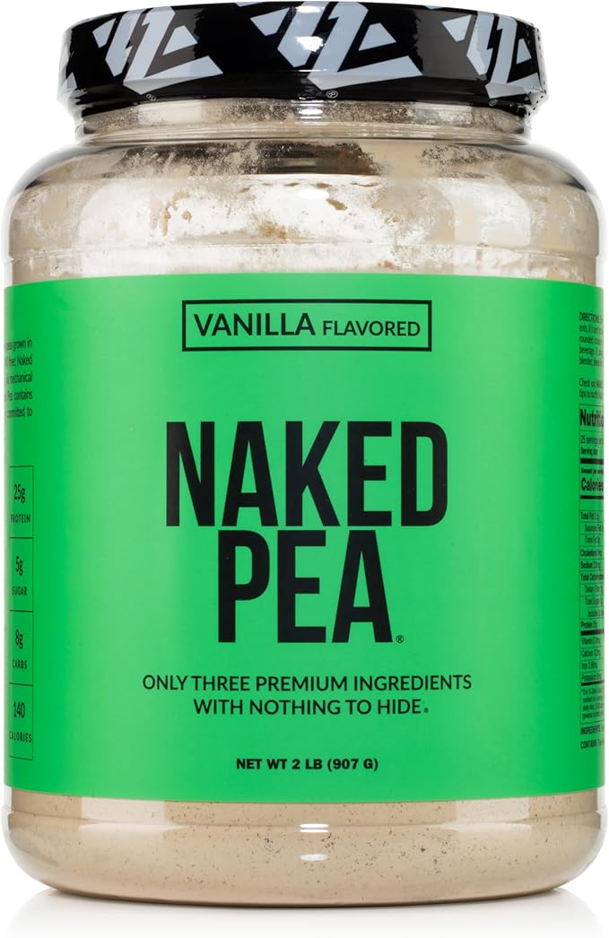 Naked Vanilla Pea Protein Isolate from North American Farms, Only 3 Ingredients, Vanilla Vegan Protein, Gluten-Free, Soy Free, GMO Free - 2LB