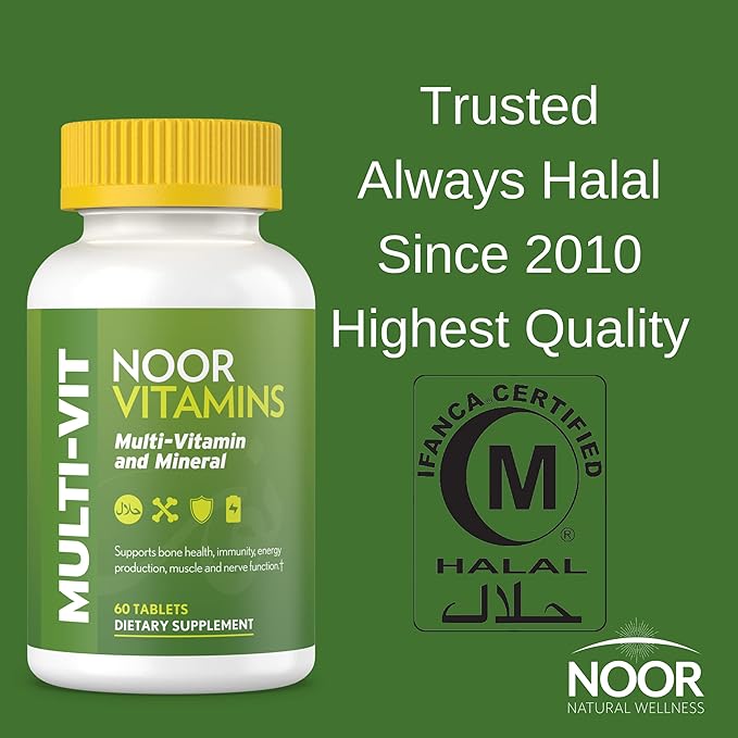 Noor Vitamins Halal Vitamins, Daily Multivitamin, 30 Vitamins B12, C, (2 Month