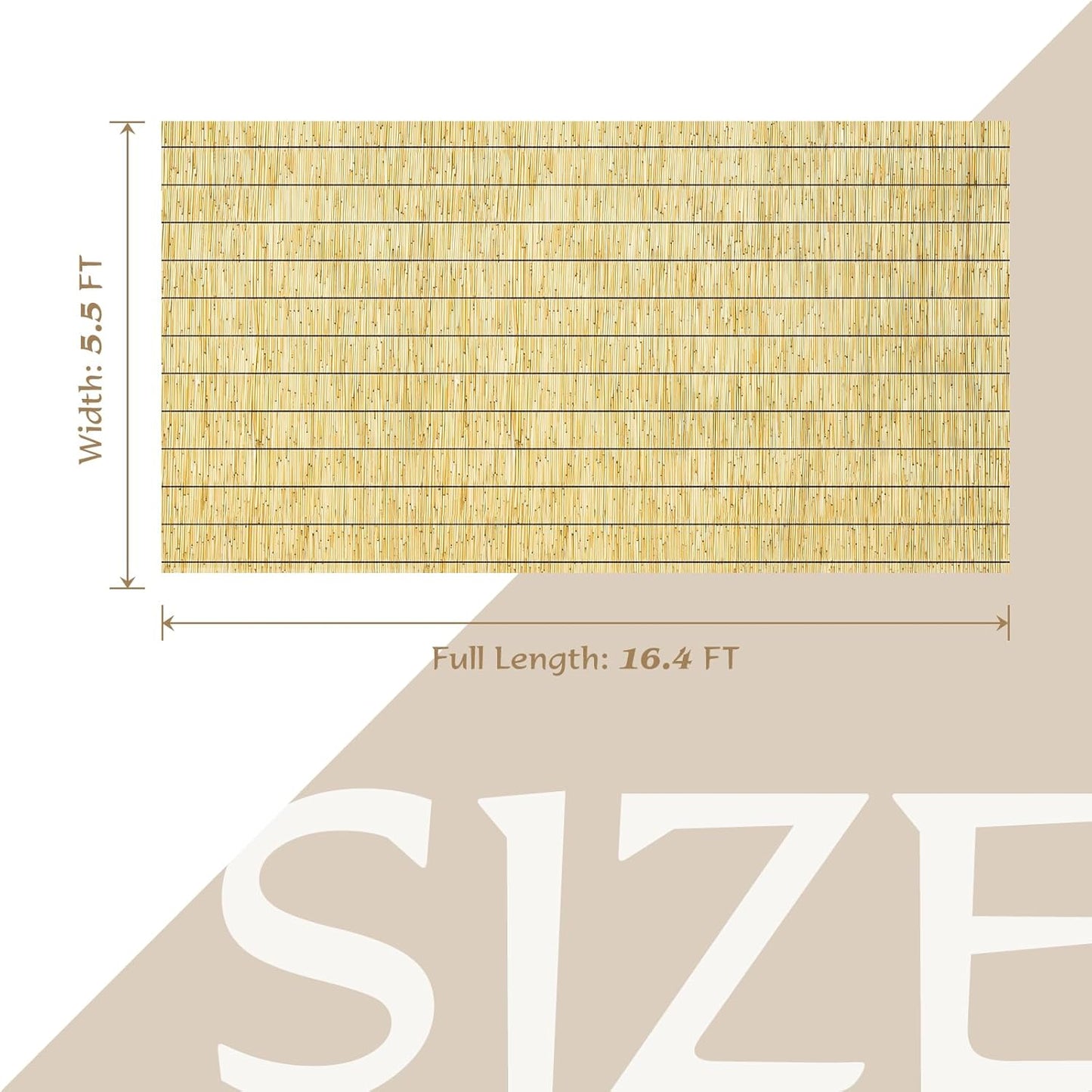 Natural Reed Fencing Rolls,5.5FT X 16.4FT Reed Screen Curtain Fence Covering Privacy Bamboo for Outdoor Backyard Patio(Yellow)