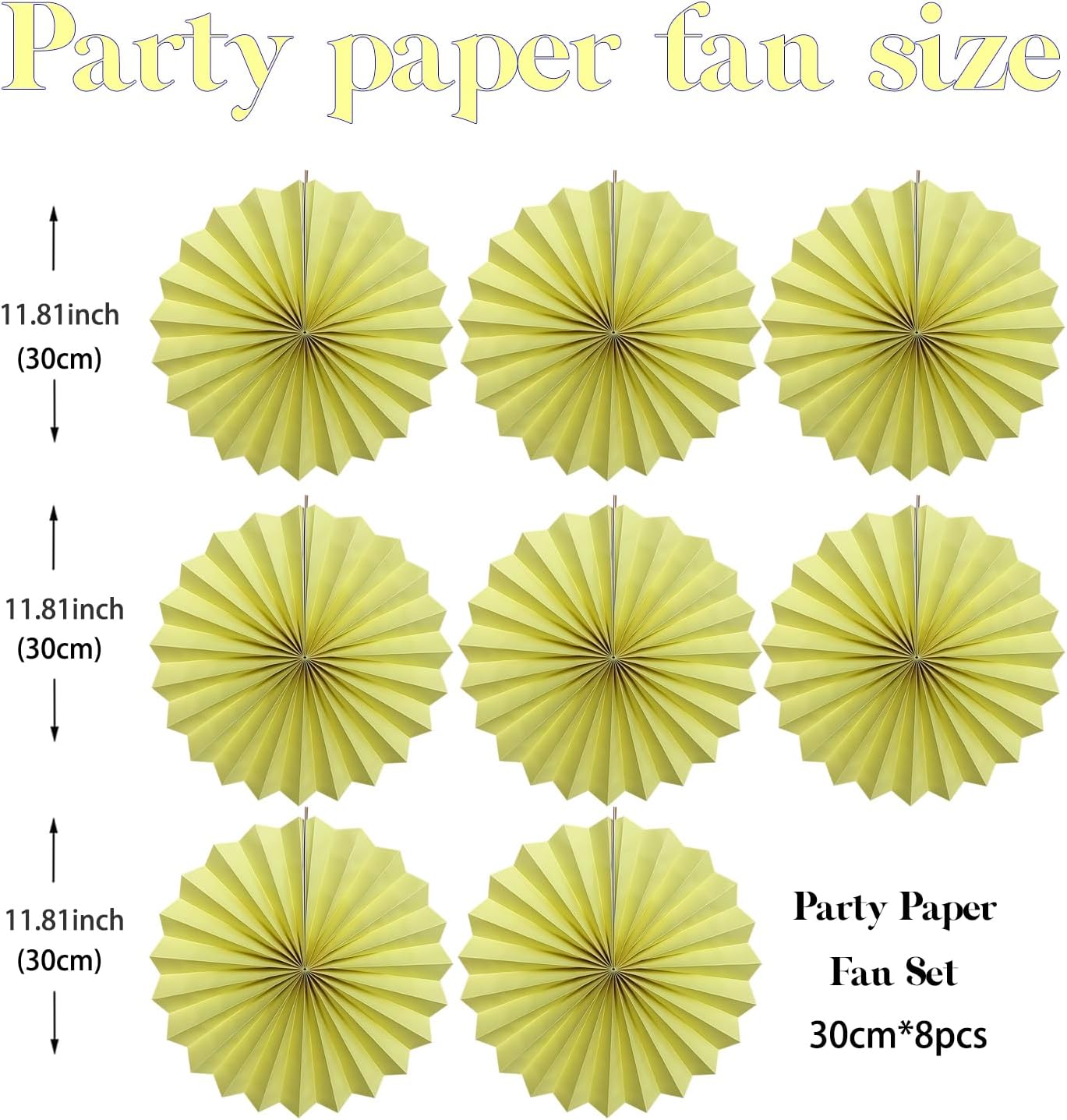 Yellow Hanging Paper Fans,Yellow Accessories Paper Decorations for Party,Color Party Decorations,Bee Themed Classroom Decor,12in Hanging Paper Fans 30 Color DIY Set (Light Yellow)