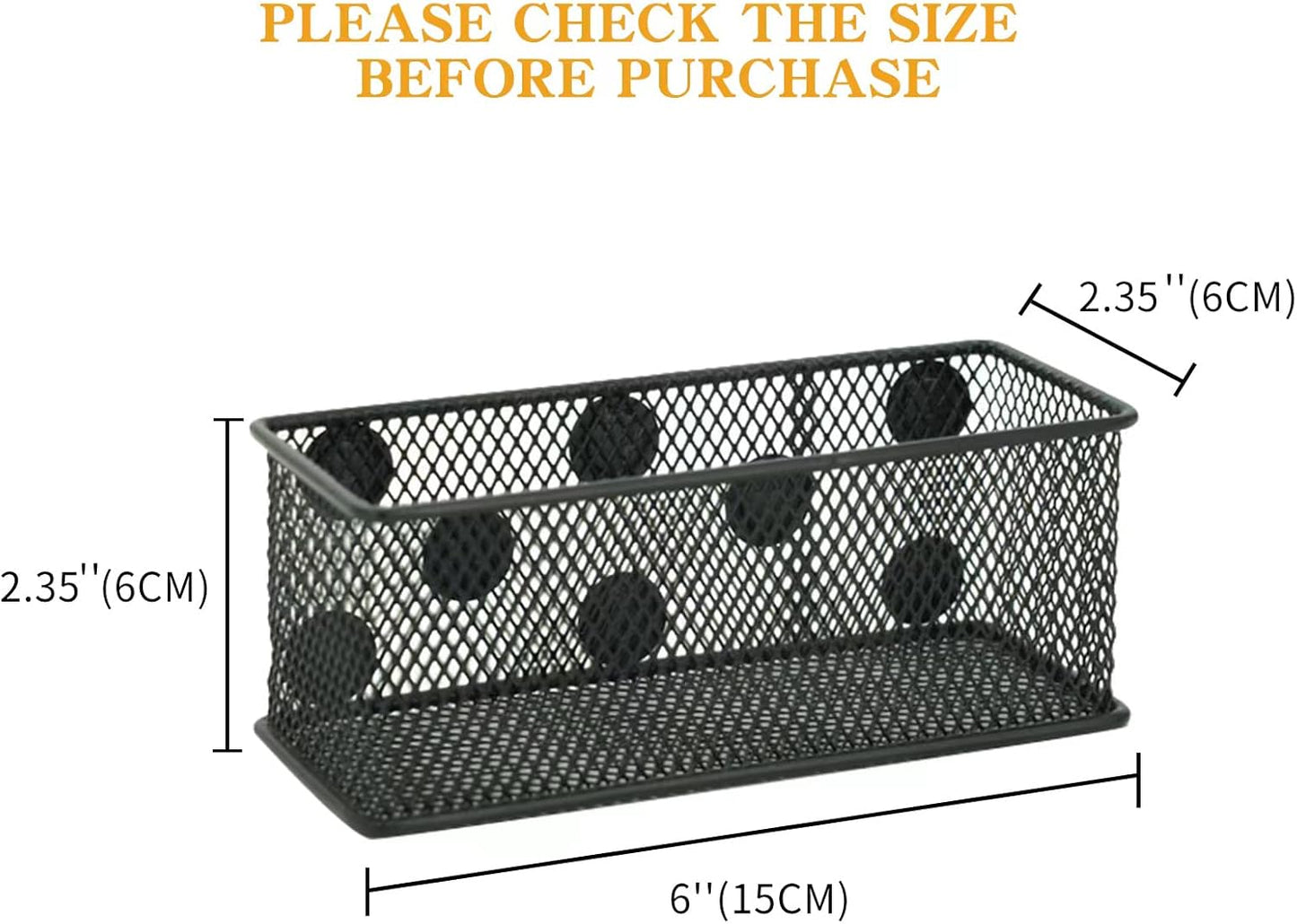 Neudeco Magnetic Locker Organizer and Accessories,Wire Mesh Magnetic Storage Basket ,Magnetic Holder for Dry Erase Markers,Strong Magnet Pen Holder for Fridge School,Pack 3 (Black)