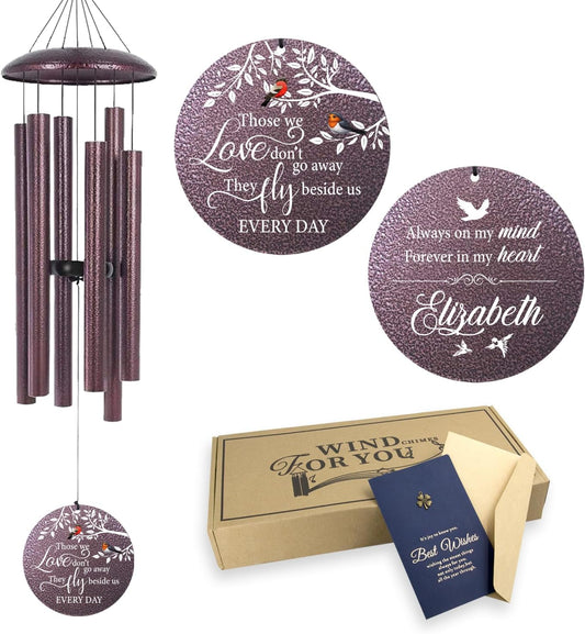 ASTARIN 36" Large Deep Tone Personalized Name Sympathy Wind Chimes, Cardinal Memorial Wind Chime for Loss of Mother Father Loved One, Bereavement Condolence Gifts Decor Outdoor Patio Garden
