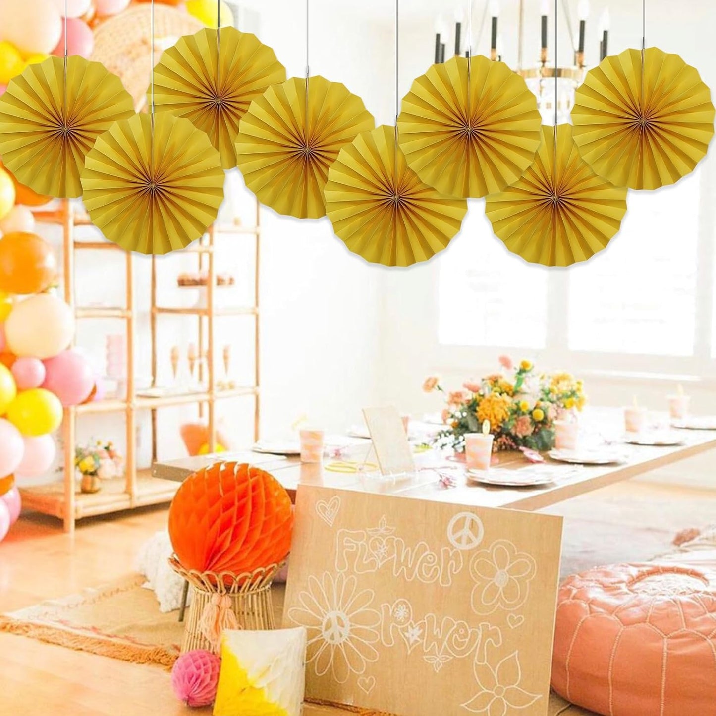 BARTHEW Yellow Birthday Decorations,DIY Yellow Paper Fans Hanging Decoration ,Party Supplies Party Fans 12in, Wedding Graduation Events Accessories 30 Color DIY Set (Yellow)