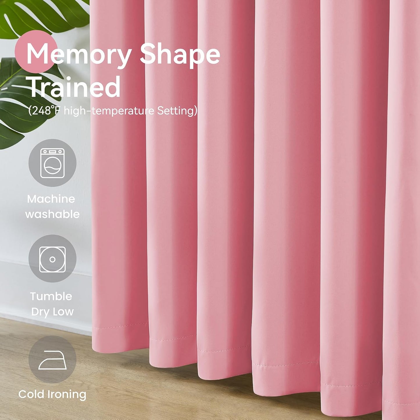 KangBang Rose Pink Blackout Curtains for Girls Bedroom 2 Panels, Light Blocking Pinch Pleat Vertical Drapes with Hooks for Nursery, Solid Privacy Elegant Modern Decor,40x84 Inch