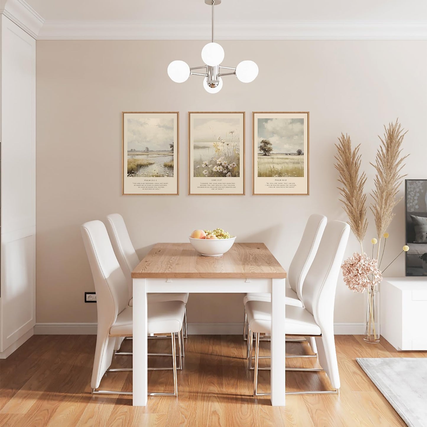 HPINUB Christian Bible Verse Framed Canvas Wall Art Set,Modern Scripture Floral Wall Decor,Vintage Jesus Religious Natural Wildflower Art Print for Living Room,Bedroom,Farmhouse,Prayer Room-24"x36"x3