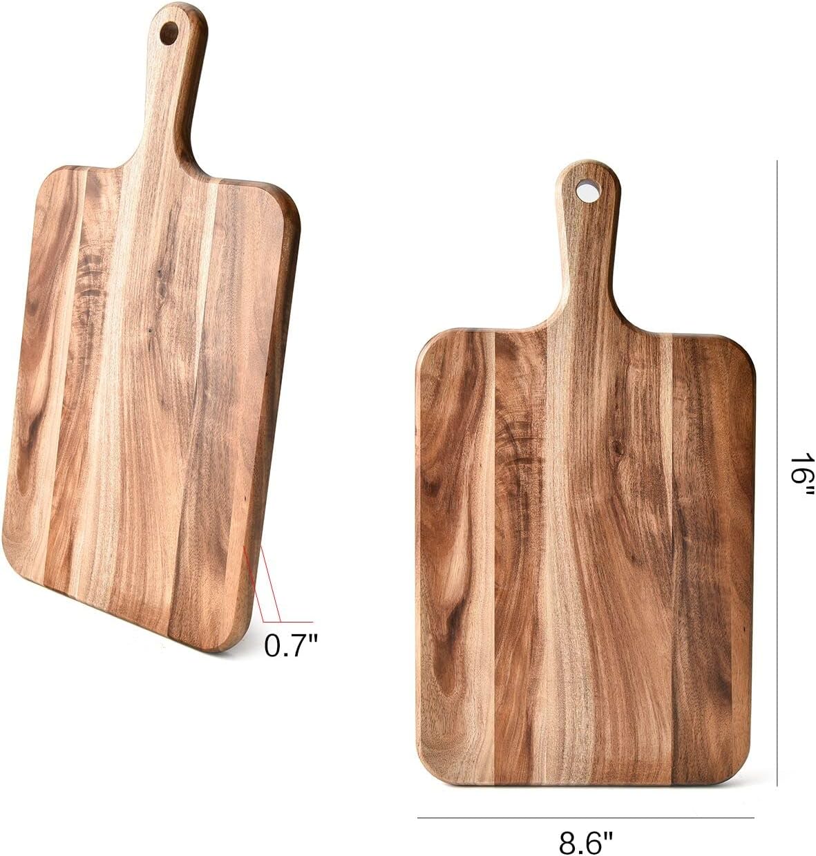Acacia Wood Cutting Board - Wooden Kitchen Cutting Board for Meat, Cheese, Bread,Vegetables &Fruits- Charcuterie Board Cheese Serving Board with Handle,16" x 8.6”
