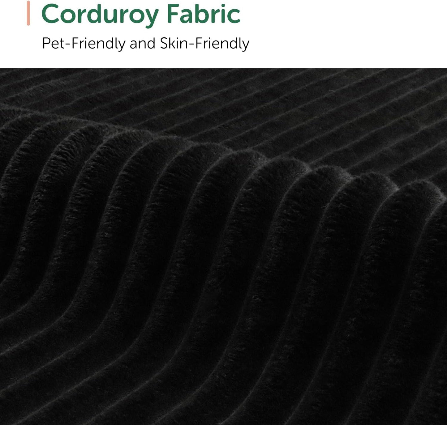 HONBAY Plush Corduroy Sectional Couch with 6 Seaters U-Shaped Modular Sectional Sofa with Storage Sectional Couches for Living Room, Black