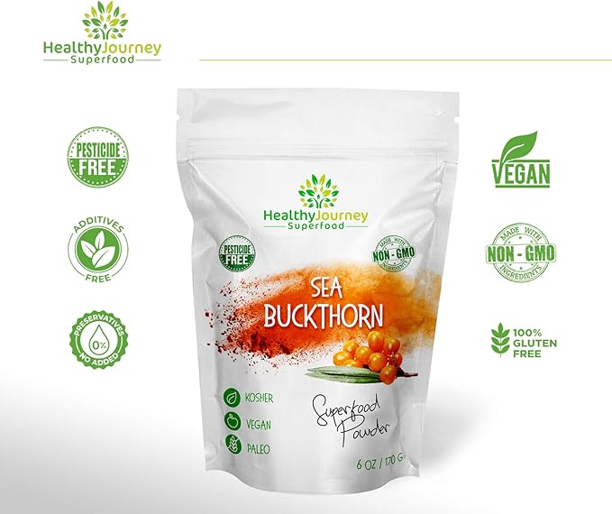 Seabuckthorn Powder by HealthyJourney Omega-7, Vitamin 6 OZ