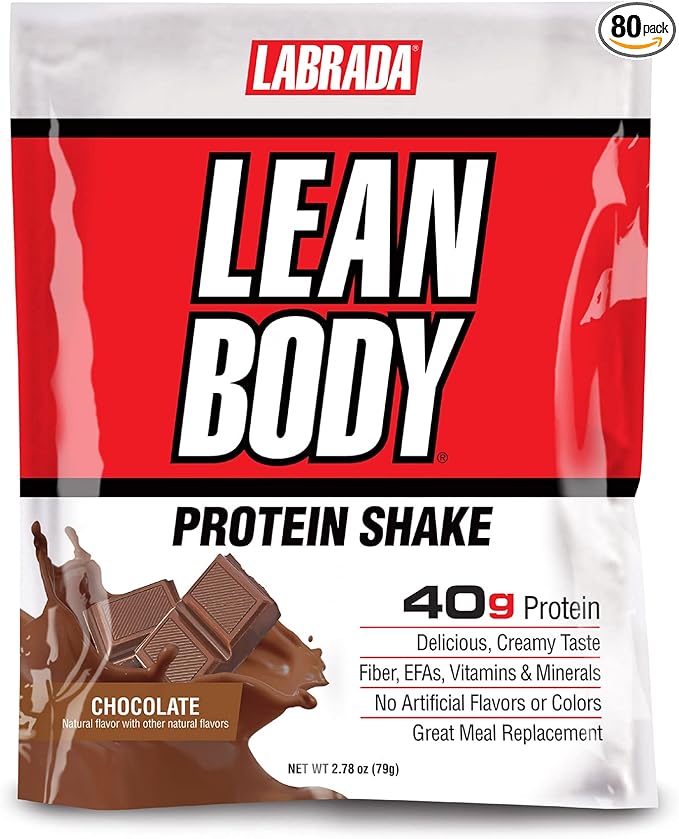 Labrada Lean Body MRP All-In-One Chocolate 40g Protein, 8g Healthy 22 Vitamins (80 MRP