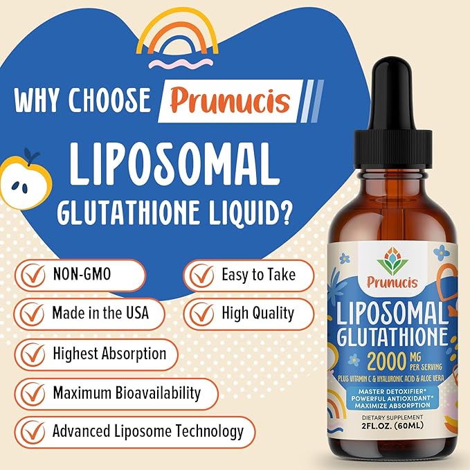 2000MG Liposomal Glutathione Liquid, 98% Absorption, Glutathione Liquid Supplement, Active Form L- Glutathione, Powerful Antioxidant Non-GMO for Immune System, Aging Defense, Detox, 4 FL.OZ