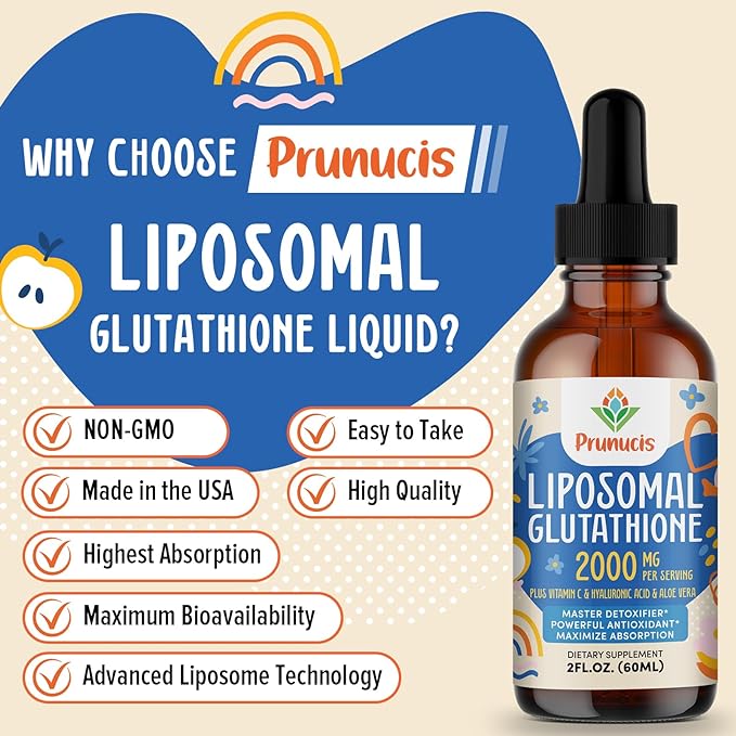 2000MG Liposomal Glutathione Liquid, 98% Absorption, Glutathione Liquid Supplement, Active Form L- Glutathione, Powerful Antioxidant Non-GMO for Immune System, Aging Defense, Detox, 12 FL.OZ