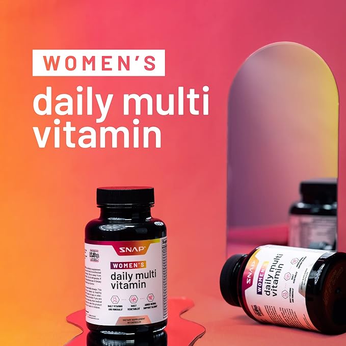 Snap Supplements Women's Multivitamins Daily Vitamins B12, Zinc, 60 Capsules