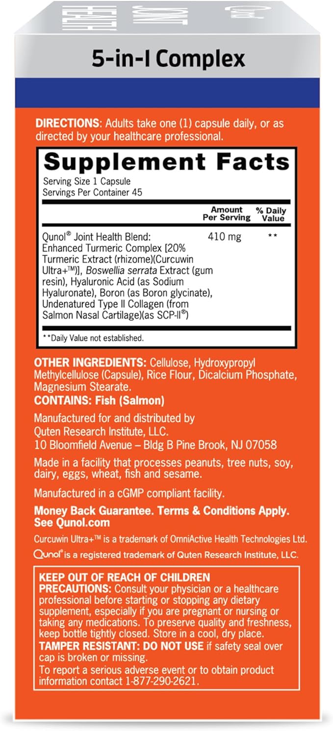 Qunol 5-in-1 Joint Support Supplement, Fast 45 Count
