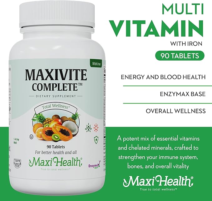 Maxi Health Complete Once Daily Vitamins B1 B2 B2 B3 B3 B6 B6 B12 B12 C D3 E (90 Tablets)