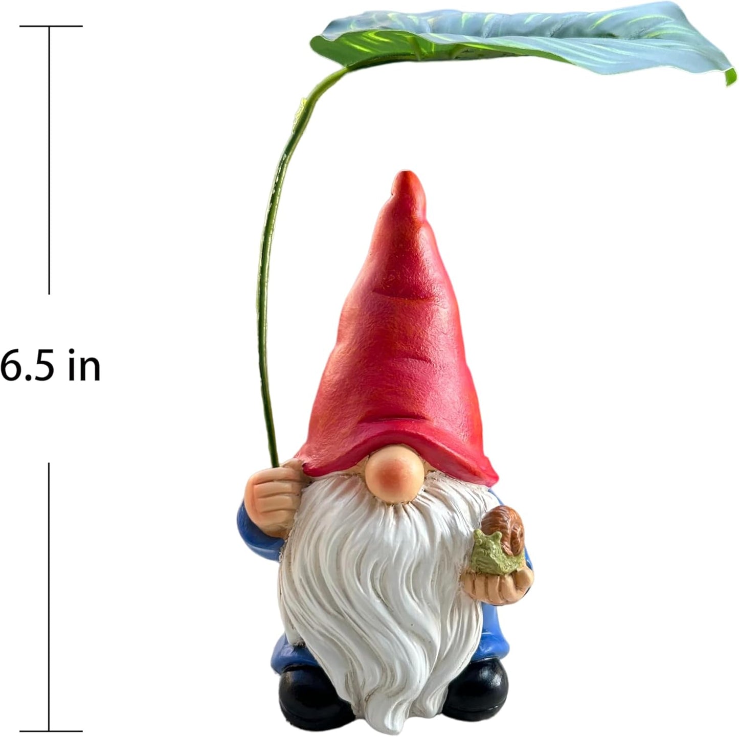 Garden Gnome Statue Decoration with Leaf Umbrella, 6.5” Figurine Ornament for Indoor Outdoor Home Patio Yard Lawn, for Gnome Lovers & Garden Enthusiasts,Mom,Women