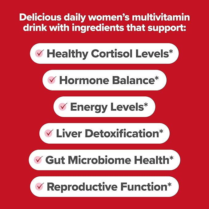 FLO Women’s Endocrine Superfood Powder – Supports Healthy Cortisol Levels, Hormonal Balance, Thyroid & Gut Health – Multivitamin Plus Rhodiola, DIM, Myo-Inositols, Red Superfood – 25 Servings