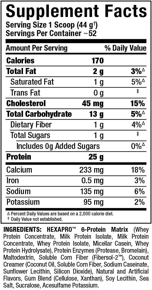 ALLMAX HEXAPRO, French Vanilla - 5 lb - 25 Grams of Protein Per Serving - 8-Hour Sustained Release - Zero Sugar - 52 Servings