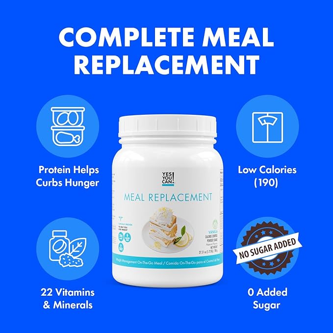 Yes You Can! Complete Meal Replacement Shake - 15 Servings (Vanilla) - Meal Replacement Protein Powder with Vitamins and Minerals, All-in-One Nutritious Meal Replacement Shakes (2 Pack)