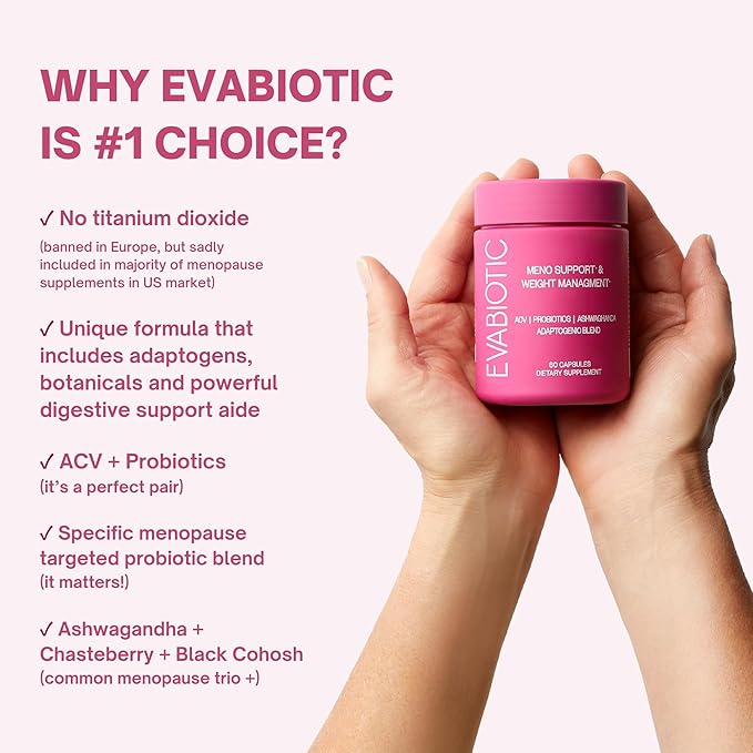 Complete Menopause Support | Ashwaghanda, Probiotics, ACV + Chasteberry for Weight Management, Hot Flashes, Night Sweats, Bloat, Hormone Balance & Mood Swings* | Non GMO, Vegan 60 Caps