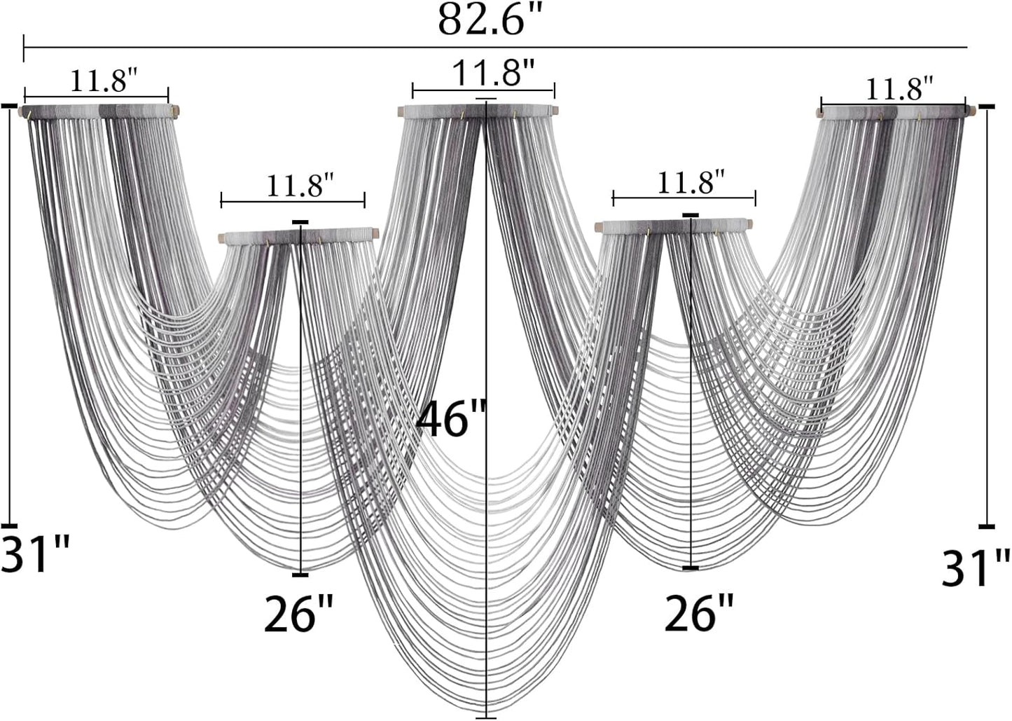 IOWER Large Macrame Wall Hanging Boho Wall Art Handmade Home Decor Dip-Dyed Macrame Wall Decor Wall Art Craftsmanship Fiber Art Boho Chic Wall Decor Modern For Bedroom Livingroom Backdrop