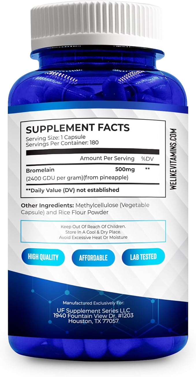 We Like Vitamins Bromelain 500mg Capsules 2400GDU/g - 180 Capsules