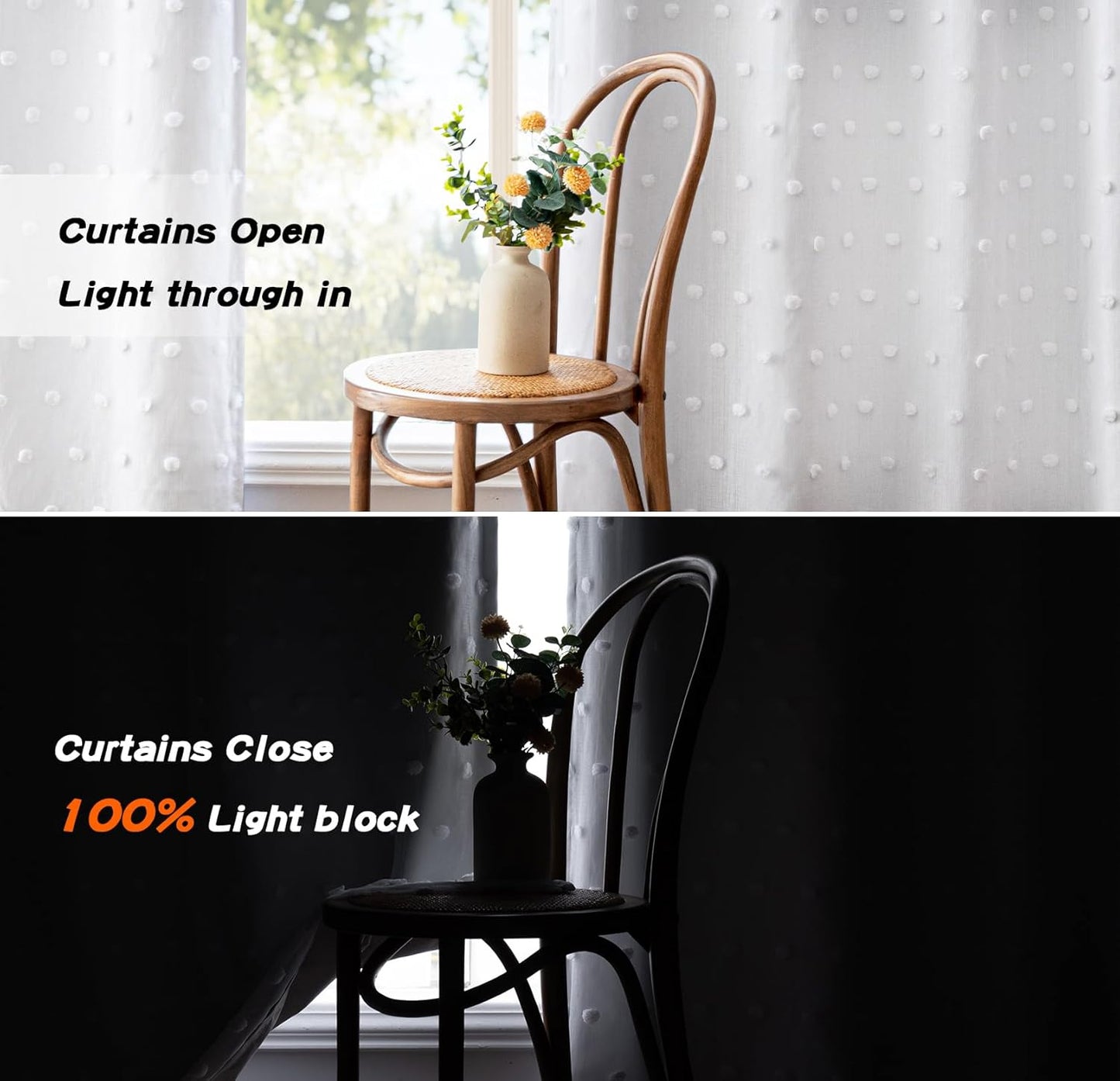 MYSKY HOME Blackout Curtains for Kids Bedroom 100% Light Block Out Thermal Insulated Curtain 72 Inches Grommet Room Darkening Curtains Privacy Window Drapes with White Pom Pom Sheers,2 PCS, 52" x 72"
