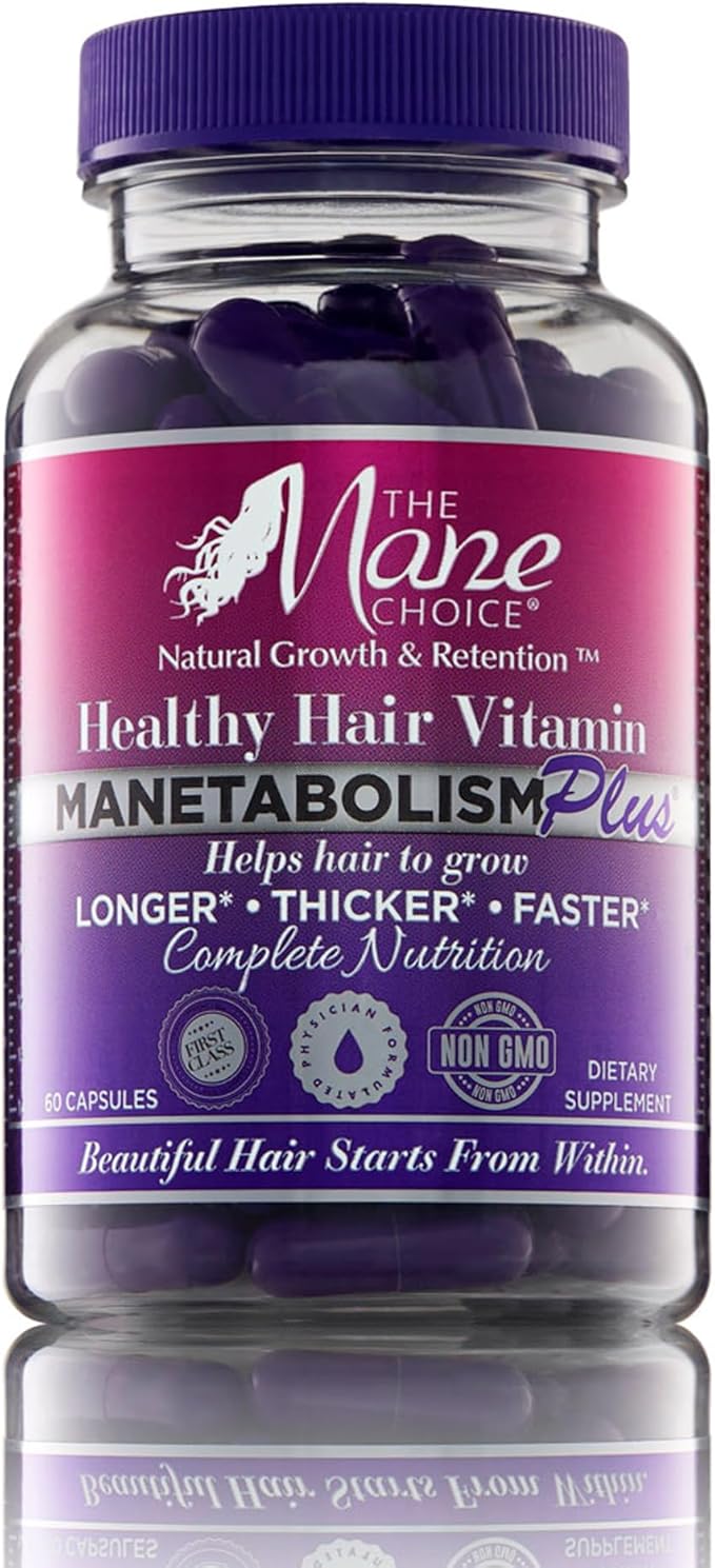 The Mane Choice MANETABOLISM Plus Healthy Hair Growth Vitamins - Supplements for Longer, Thicker, Healthier Hair - Hair Skin & Nails Vitamins for Women & Men (60 Capsules) Packaging May Vary