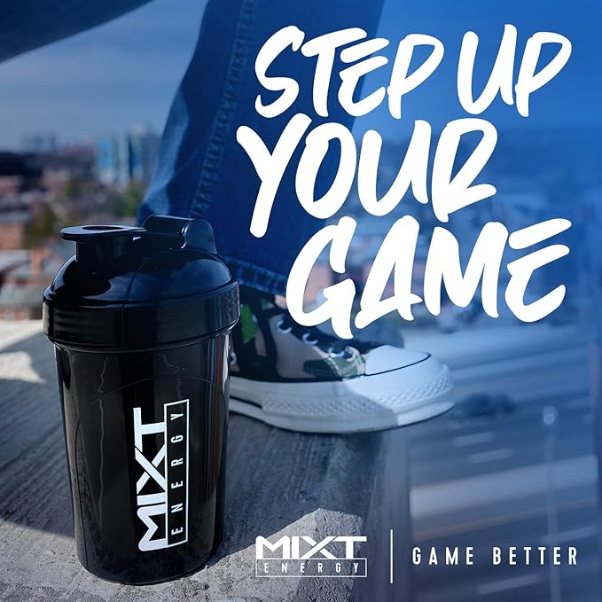 MIXT Energy Shaker Bottle, 16 oz. Shaker Bottle, BPA Free & Lid Mixing Technology (16 oz, Black)