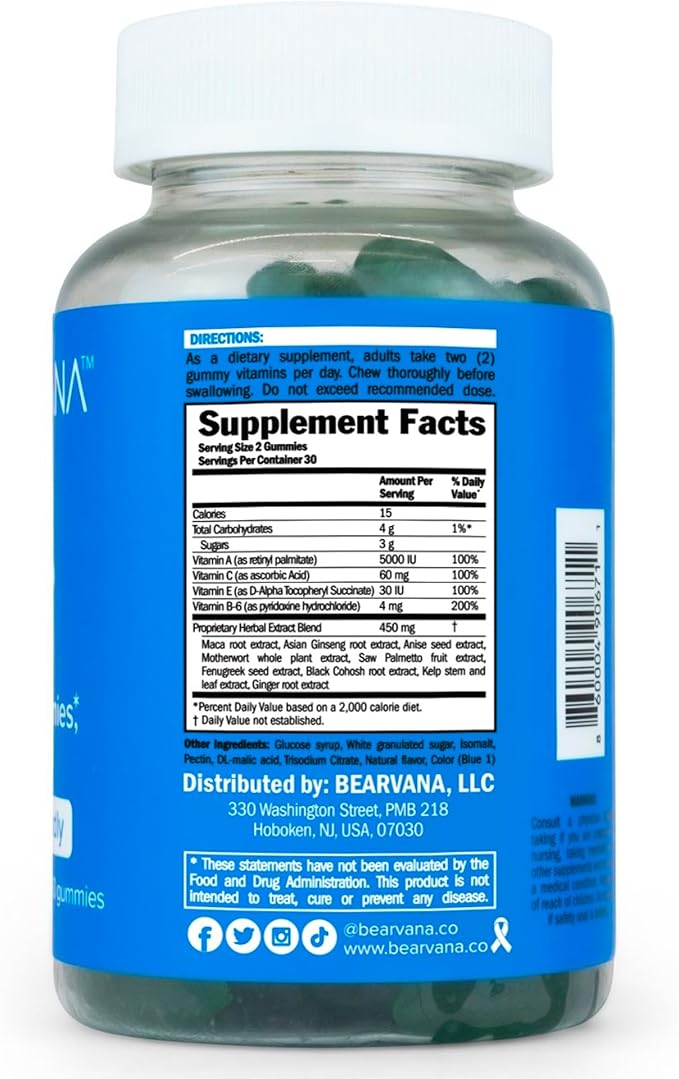 BEARVANA Bum Support Gummies for Women | Workout Enhancement | Berry Flavored | Multivitamins | Natural Botanical Blend | Tone Curves | Boost Confidence | Women’s Fitness Supplement (60 Count)