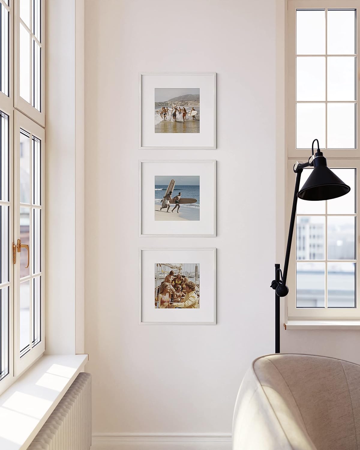 HAUS AND HUES Square Picture Frames 12 x 12 Set of 25 - Photo Gallery Wall Frame Set, Wood Frames With Mat, White Oak