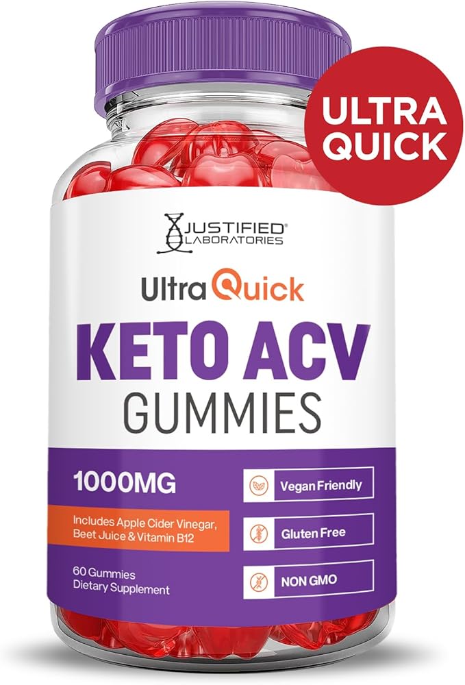 Ultra Quick Keto ACV Gummies Advanced Formula 1000MG Ultraquick Keto Gummies Apple Cider Vinegar Formulated with Pomegranate Beet Juice Powder B12 Vegan Non GMO 60 Gummys