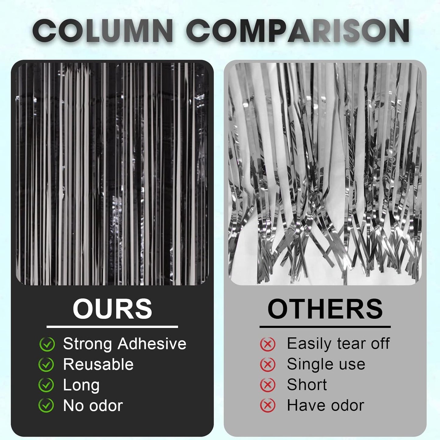 3 Pack 3.3x8.2 Feet Black Foil Fringe Backdrop Curtains, Tinsel Streamers Birthday Party Decorations, Fringe Backdrop for Graduation, New Years, Halloween, Disco Party