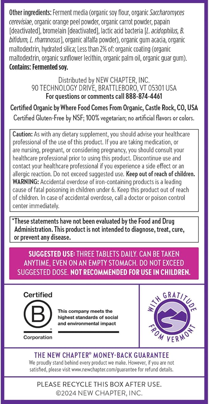 New Chapter, Postnatal Vitamins Lactation Supplement, D3 + 96 Count