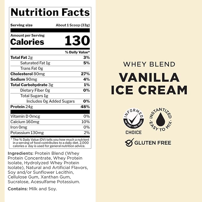 Rule One Proteins, R1 Whey Blend - 24g Fast-Acting Whey Protein Concentrates, Isolates, and Hydrolysates Per Serving, with Naturally Occurring EAAs and BCAAs (10 Pounds*, Vanilla Ice Cream)