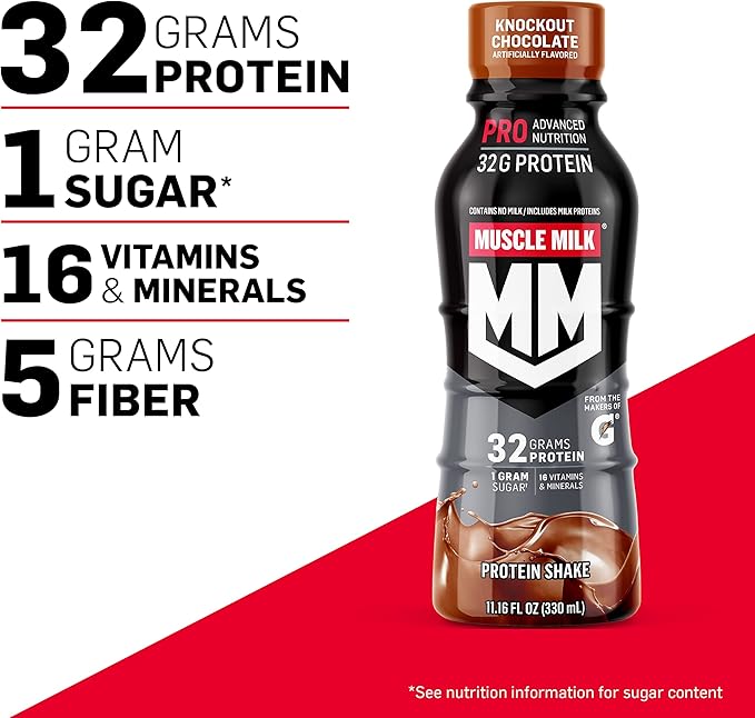 Muscle Milk Pro Advanced Nutrition Protein 11.16 Fl 12), 32g 32g Protein, 1g Sugar, 16 Vitamins 5g Fiber,