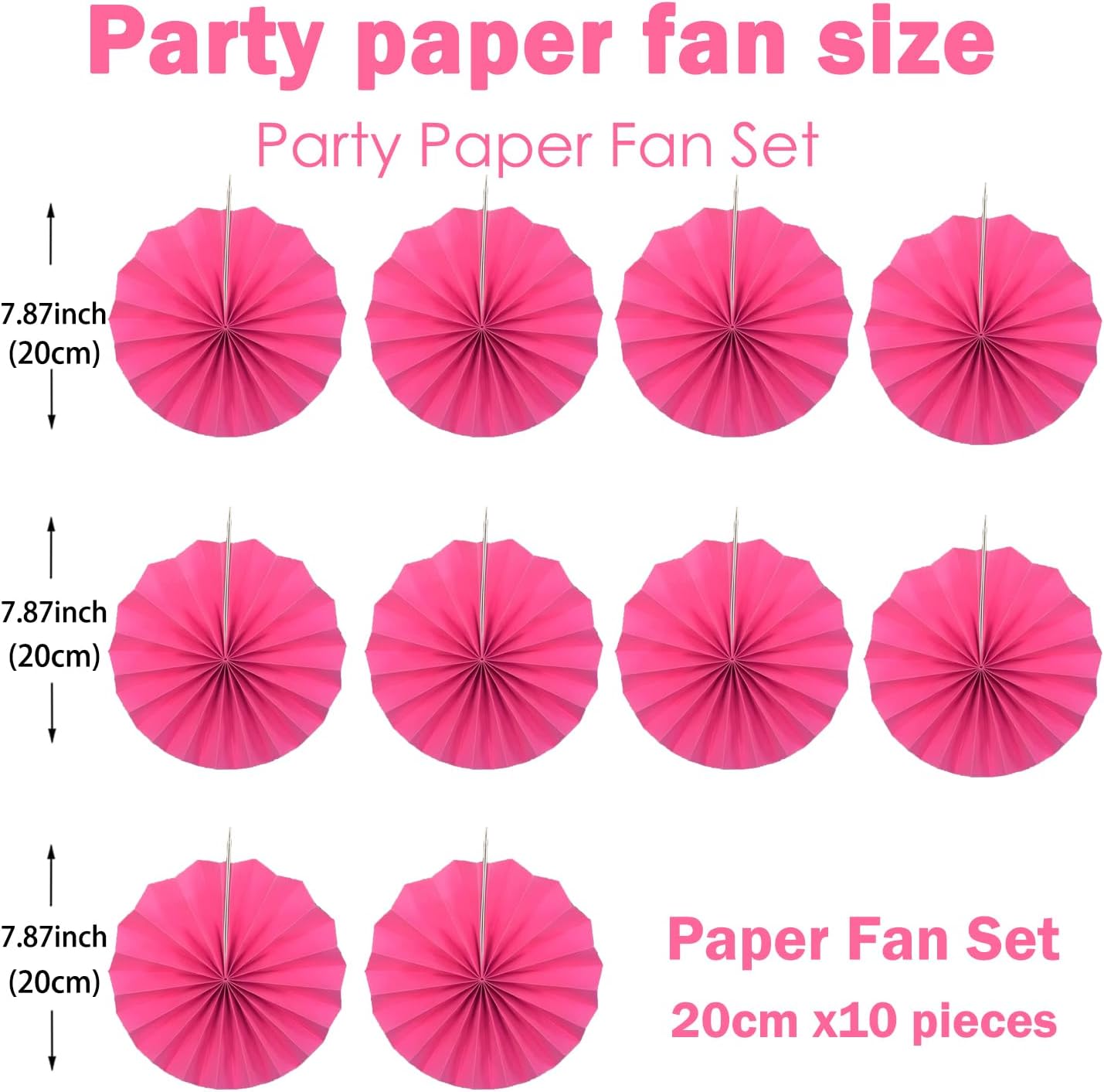 Red Graduation Party Decor,Girls Party Decorations ,Party Supplies Party Fans 8in, Anniversary Decorations for Party,Wedding Graduation Events Accessories 30 Color DIY Set (Rose Red)