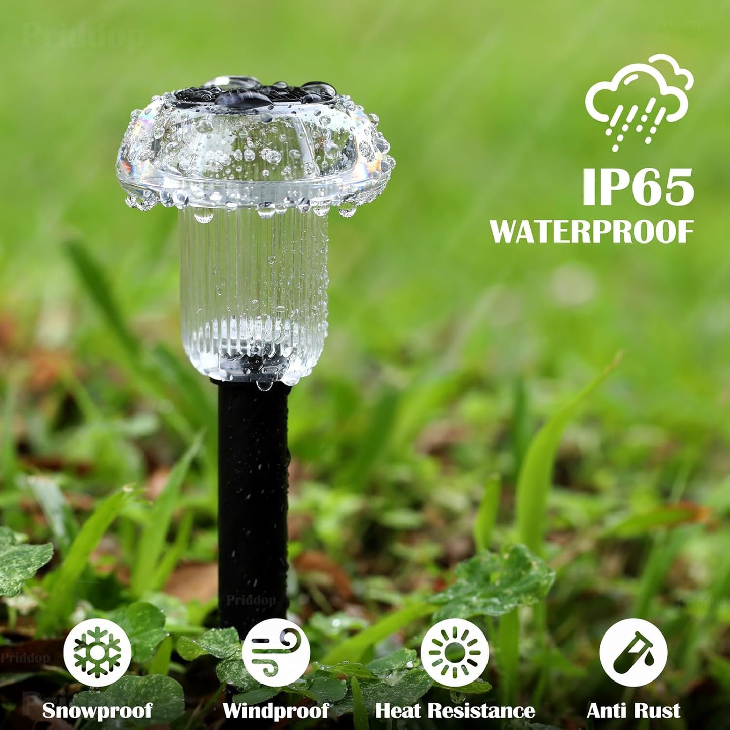 Solar Lights Outdoor 12 Pack Pathway Lights 6000K LED Waterproof Cold White Mushroom Shape for Garden Driveway Walkway Landscape Path Lawn Yard Decor