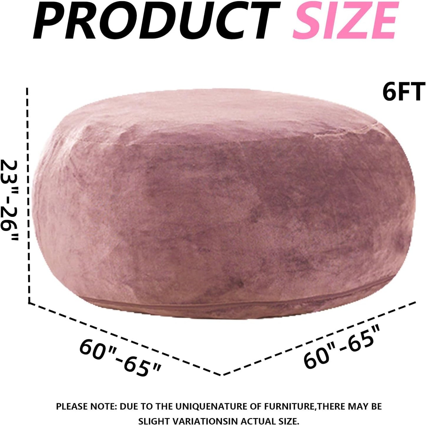 6FT,Oversized Bean Bag Chairs for Adults,Giant beanbag with Filler Included,Fluffy Memory Foam,Soft and Comfy Corduroy Fabric,Gaming Chairs Suitable for Living Room and Bedroom (Pink, 6 Foot)