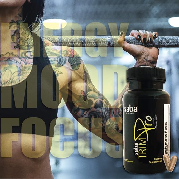 Saba TrimPro™ - Thermogenic Fat Burner - Weight Loss, Appetite Suppressant, & Energy Booster - Premium Vitamins, Minerals & Plant Ingredients & More - 60 Natural Diet Pills